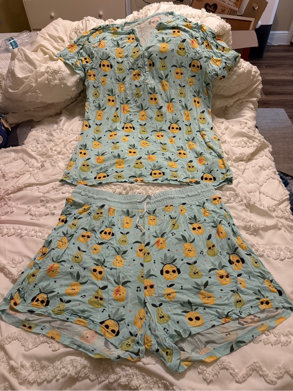 Women’s Little Sleepies Light Blue Pineapple Jams Short Pajama Set